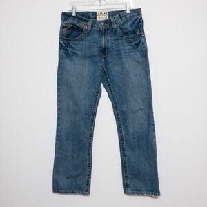 Ariat Relaxed Boot Cut M4 Scoundrel Jeans Mens 33x32 (34x30) Blue 100% Cotton